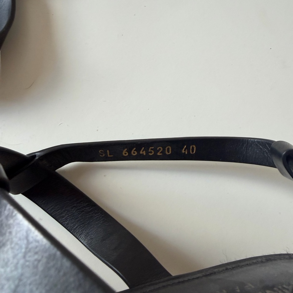 Saint Laurent Black Leather Logo Toe-Ring Sandals with Gold YSL Hardware - Picture 4 of 4